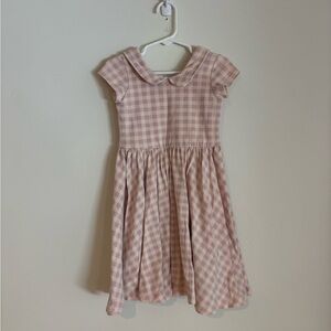 Alice + Ames Pink Purple Gungham Short Sleeve Peter Pan Dress